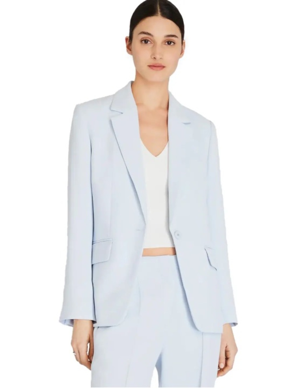 CLUB MONACO  Light Blue Women's Blazer - Sleek Single-Button Tailoring. SIZE L